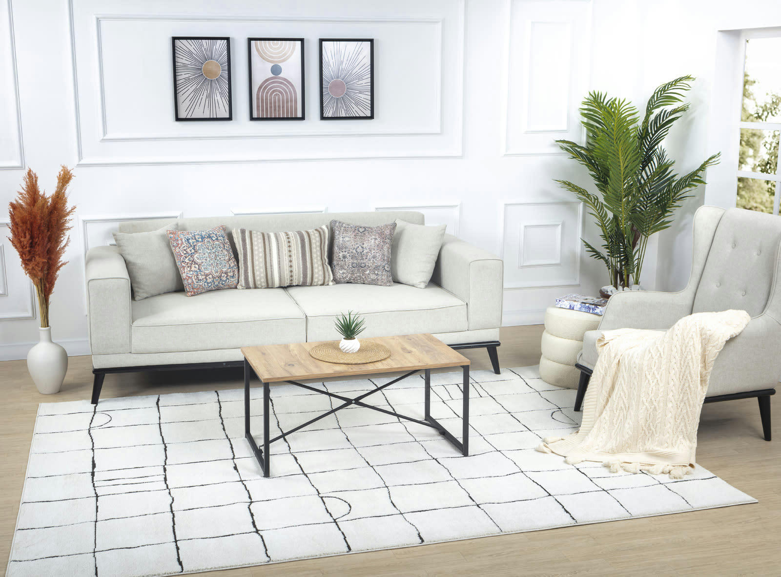 HOPE - Tapis Scandinave Wabi-Sabi Ivoire/Anthracite 160x213