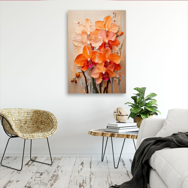 Feeby Obraz do salonu, Storczyki Pomarańczowe Impasto 40x60