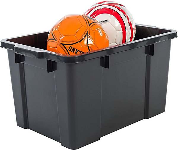 Iris Ohyama, Boîtes de Rangement Garage plastique, 50L, Lot de 3, Noir, SK-450