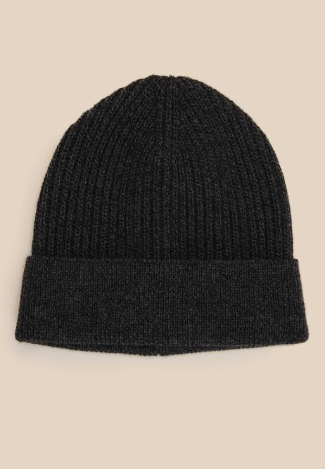 Mens Charcoal Soft Ribbed Beanie
