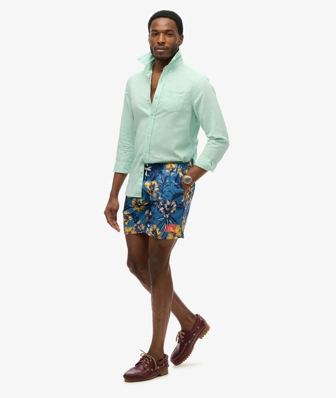 Hawaiian Print 16-Inch Swim Shorts