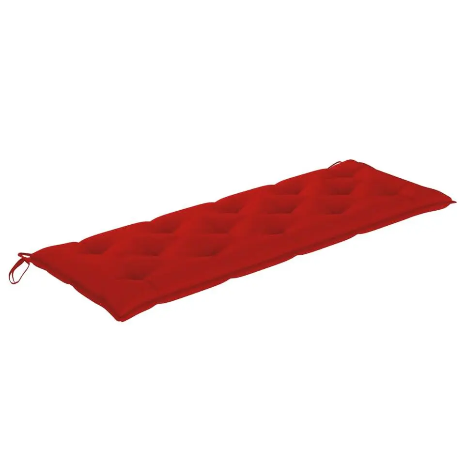 vidaXL - Tuinbank stapelbaar met rood kussen - Teakhout - 159x57.5x90 cm
