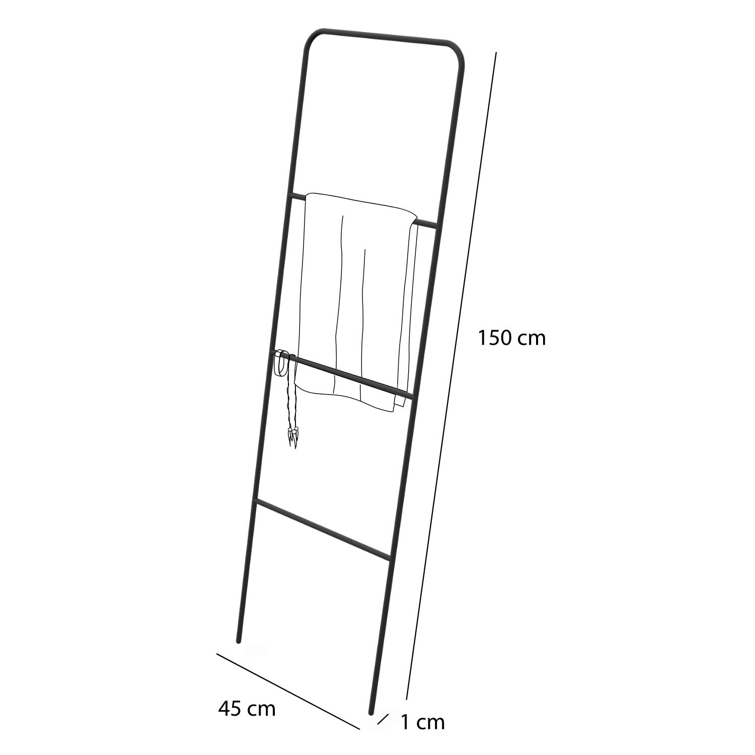 - Porte-serviettes échelle en métal avec 4 niveaux noir 150x45cm