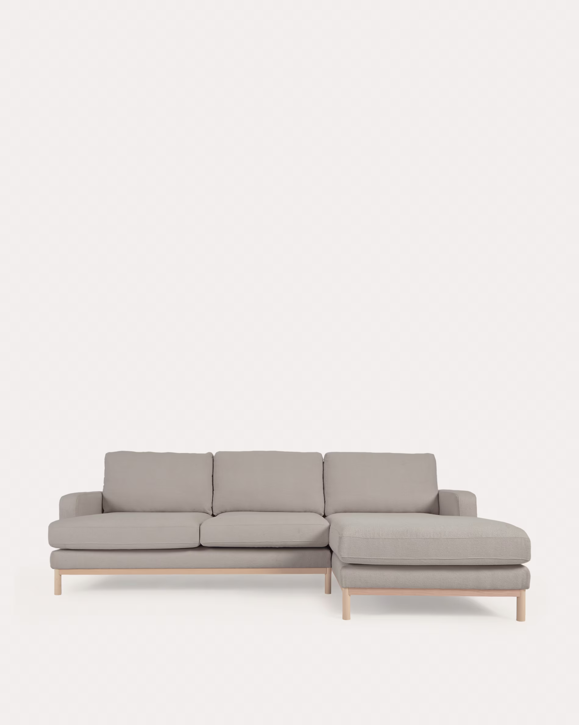 Sofá Mihaela 3 plazas con chaise longue derecho de borreguito gris 264 cm