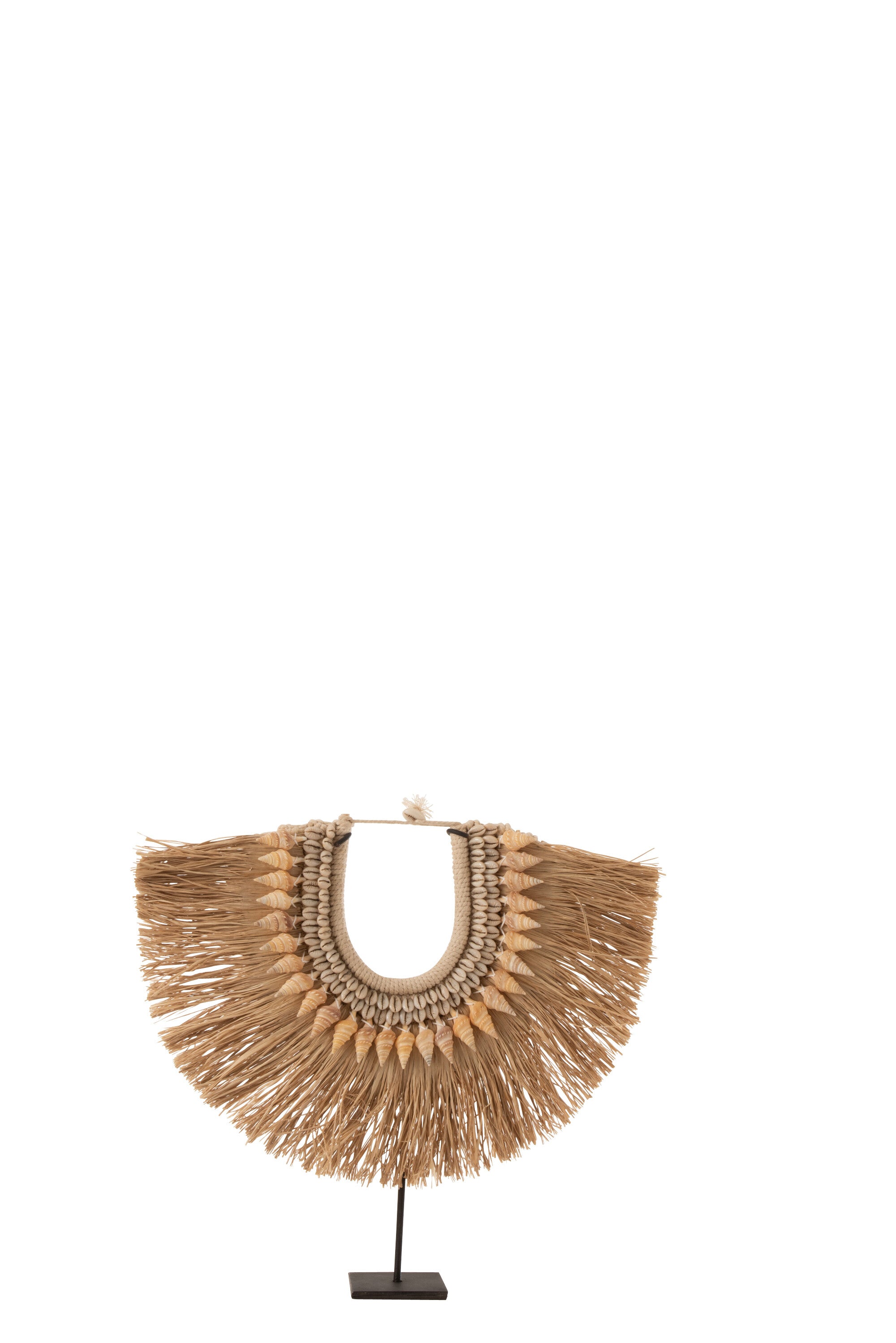 J-Line decoratie ketting   staander Dora - hout/zeegrass - beige - small