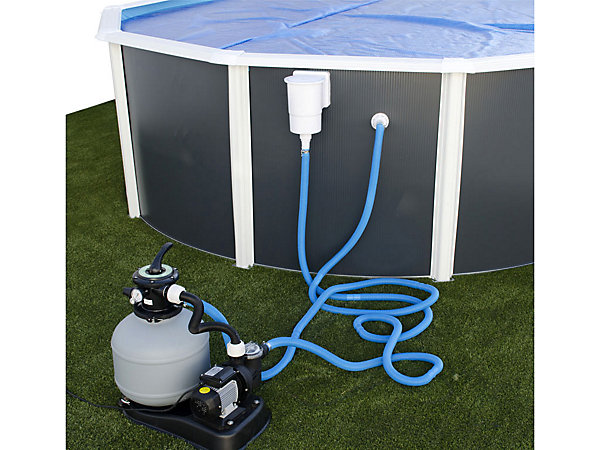 Kit piscine hors-sol acier Toi ANTHRACITE PRESTIGIO 120 ronde O460x120cm filtre à sable