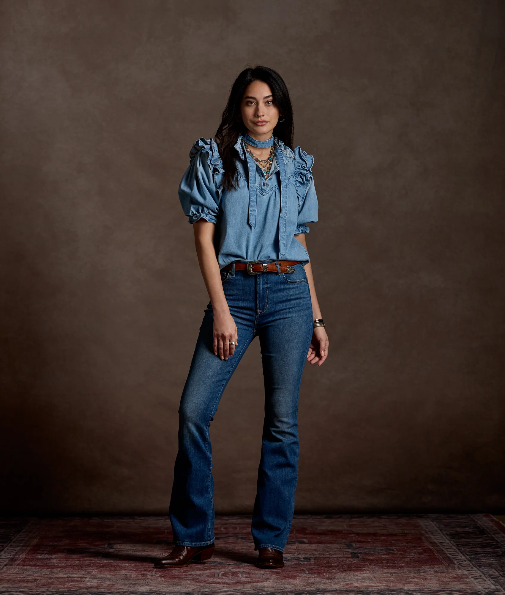 Corlee Denim Blouse - Blue Bird