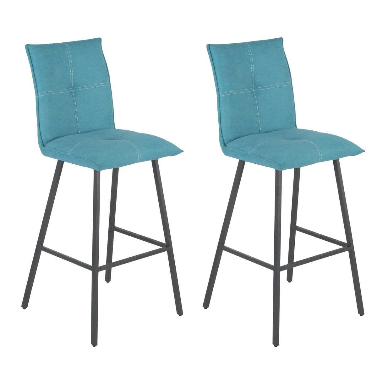 LAGOS - Lot  de 2 tabourets bleus assise h76cm