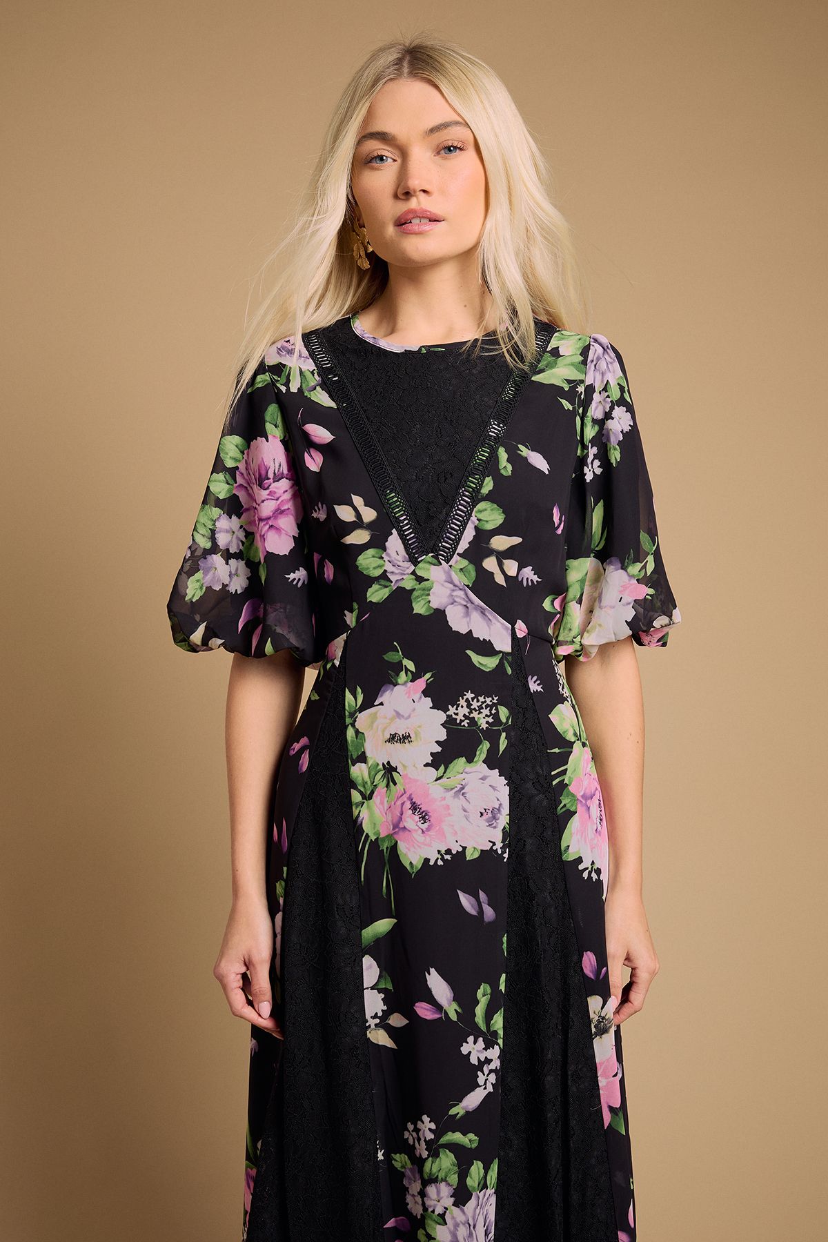Oasis Lace Fit and Flare Midi Dress