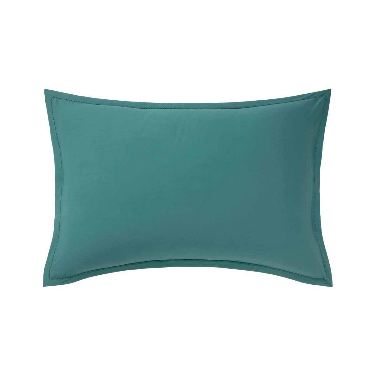 ALCOVE - Taie d'oreiller en percale de coton bleu 50 x 75 cm