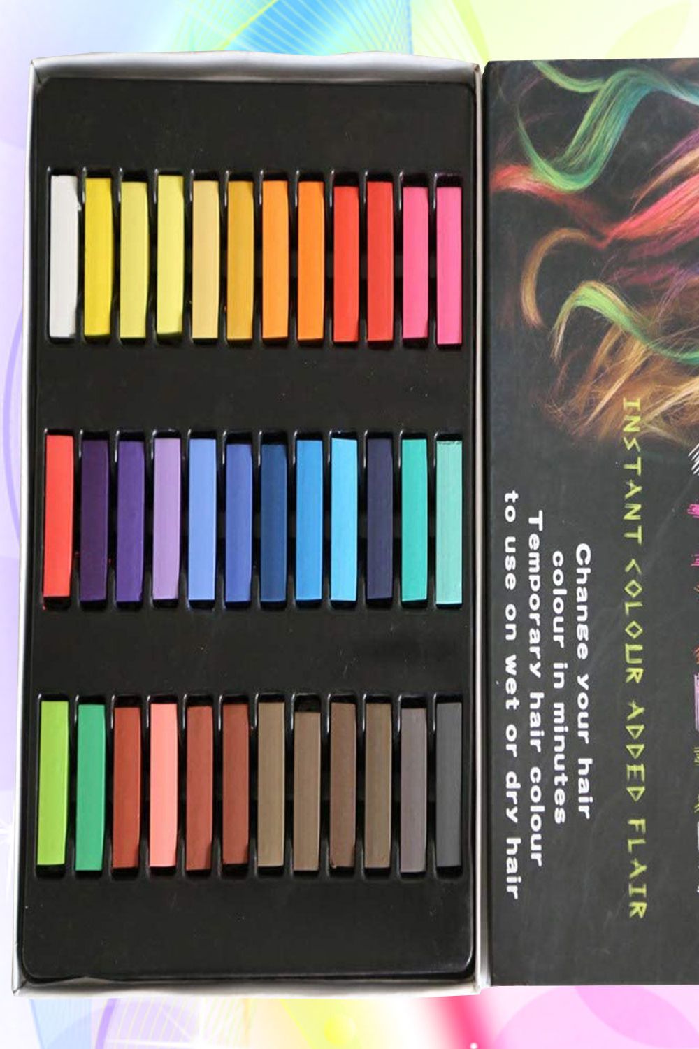 Neel Blue Neel Blue Temporary Hair Chalk Colour Pastel Dye, 36pcs