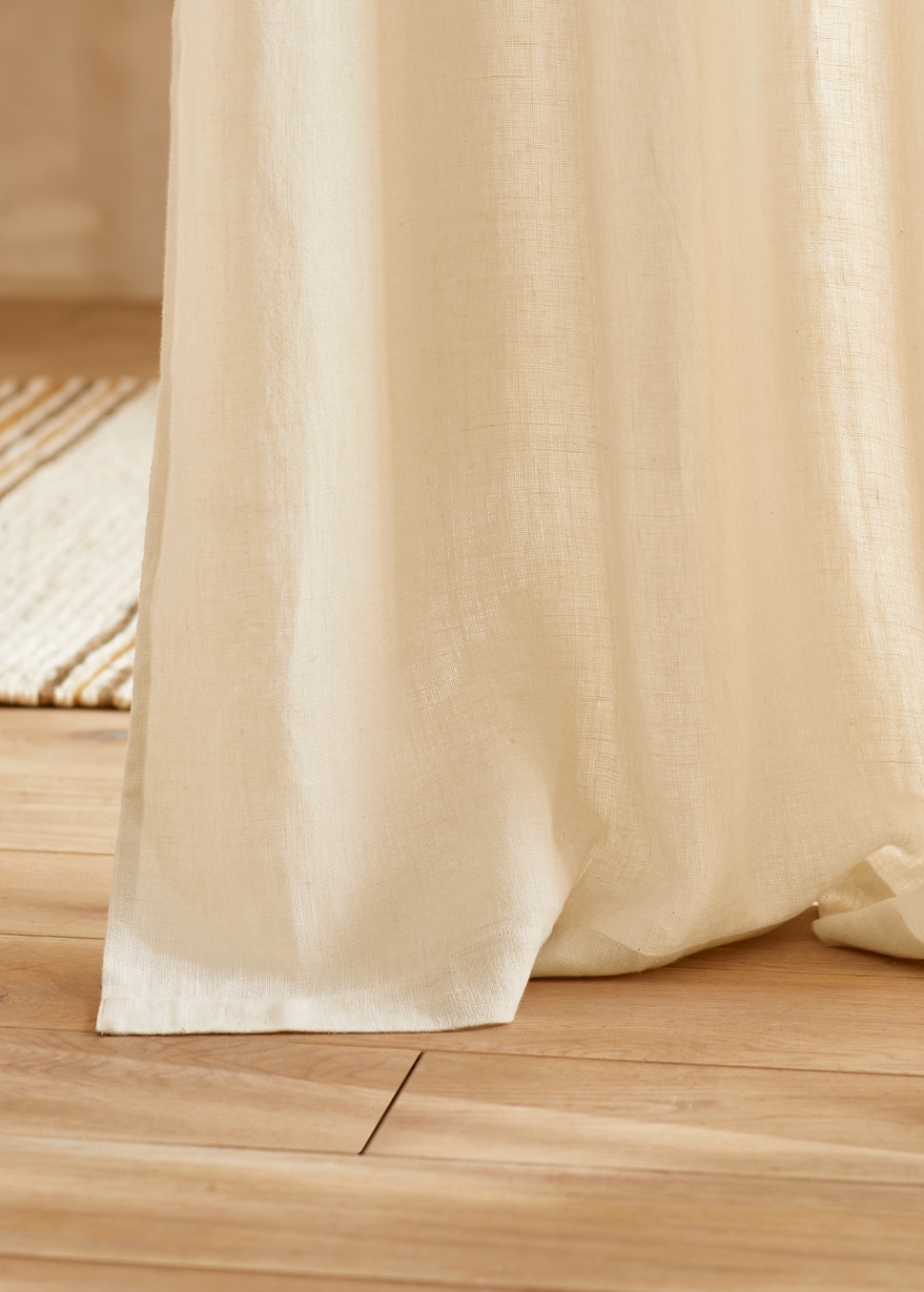 RIDEAU EN LIN UNI ÉPAIS ET TEXTURÉ BLANC