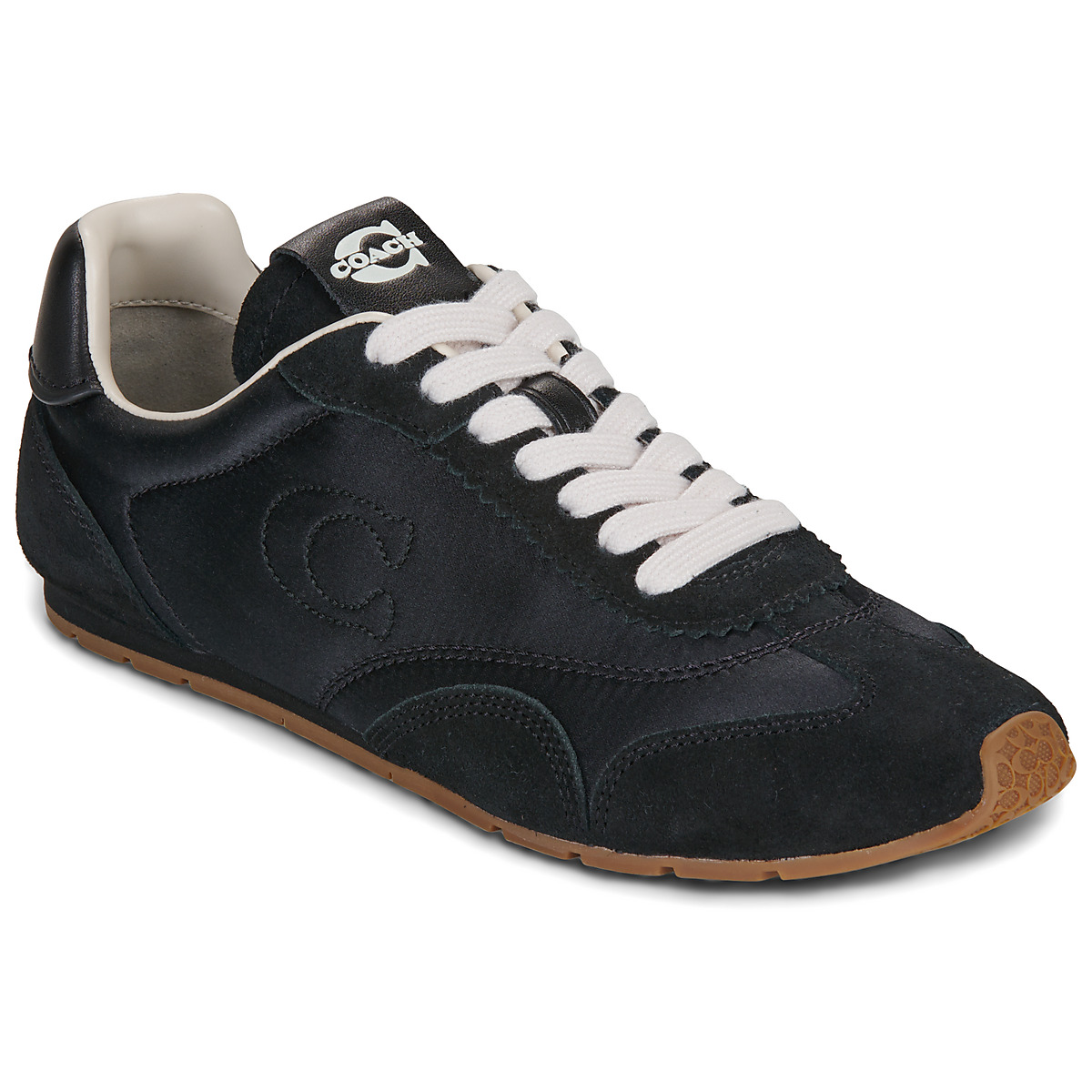 Coach - COACH FLAT SNEAKER - Black / Satin / Suede