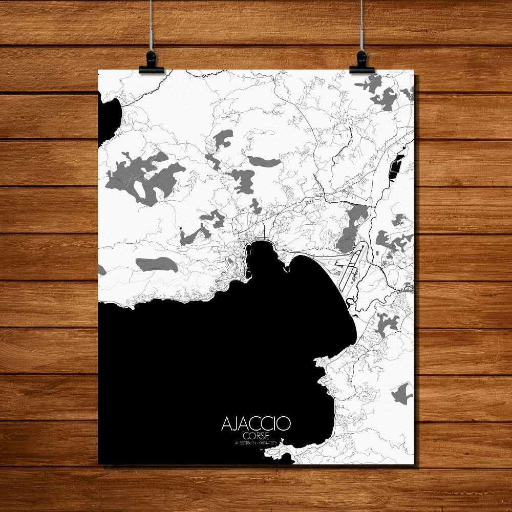 - Affiche Ajaccio Carte N&B 40x50