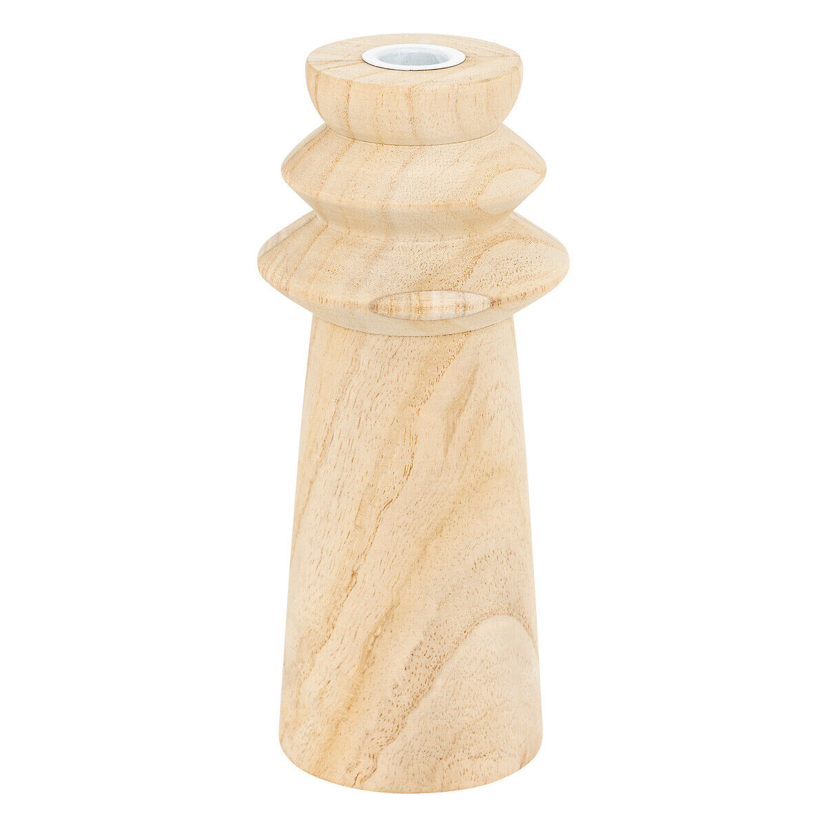 Castiçal uma bege em madeira 23,5cm