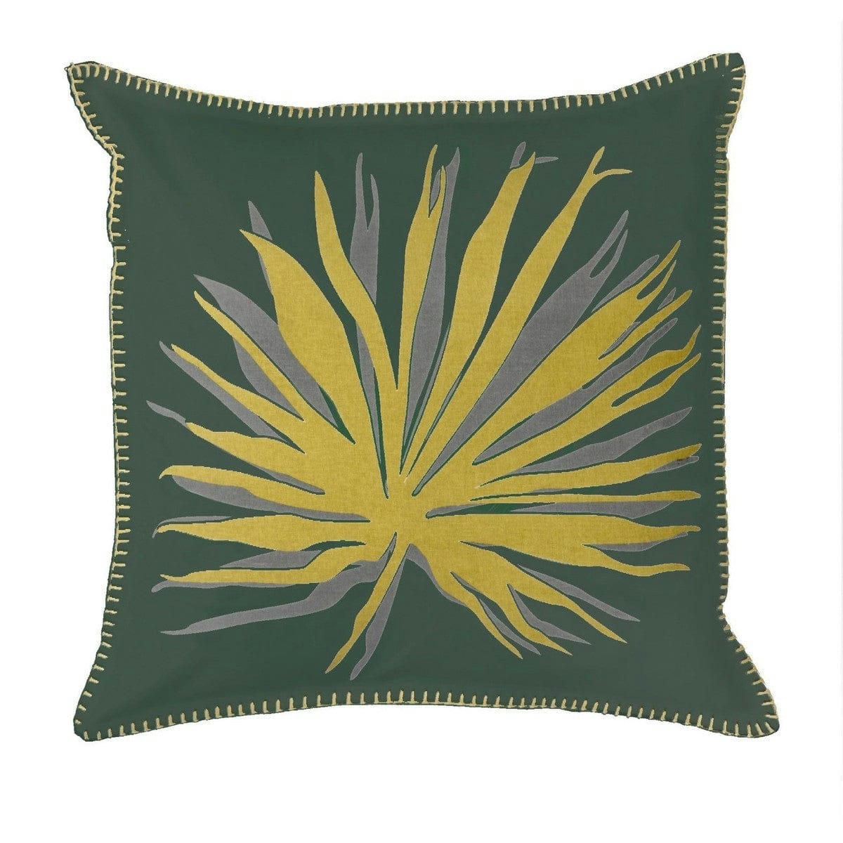 FLOWER POWER - Housse de coussin coton  50x50 vert kaki