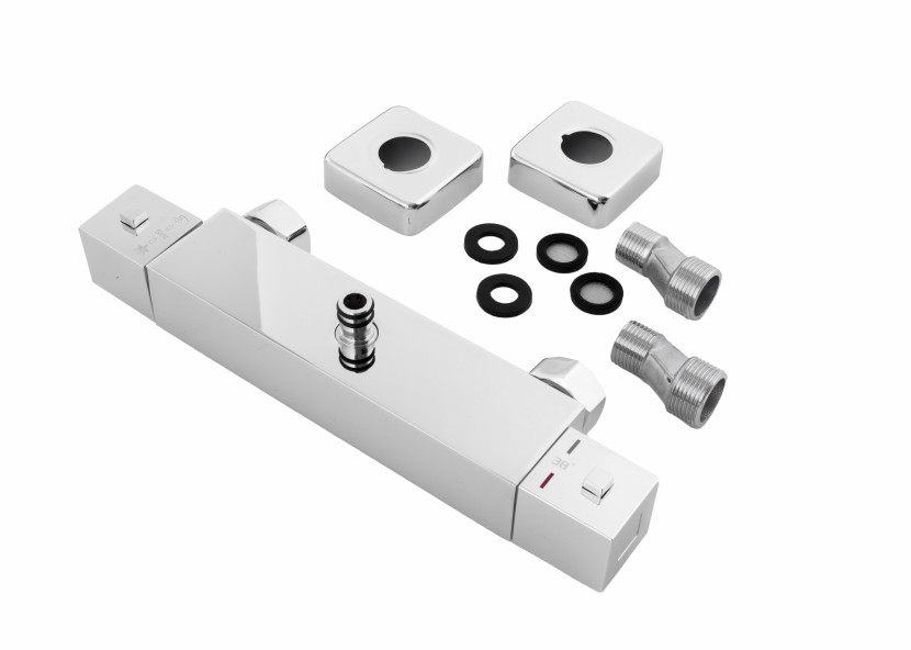 Bateria prysznicowa z termostatem ścienna chrom mosiądz - Yoka