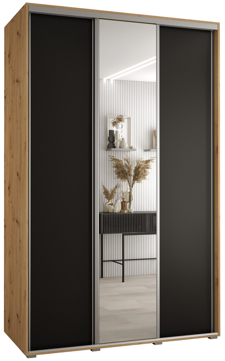 Szafa przesuwna 60 Cannes 3 150 artisan czarny srebrny