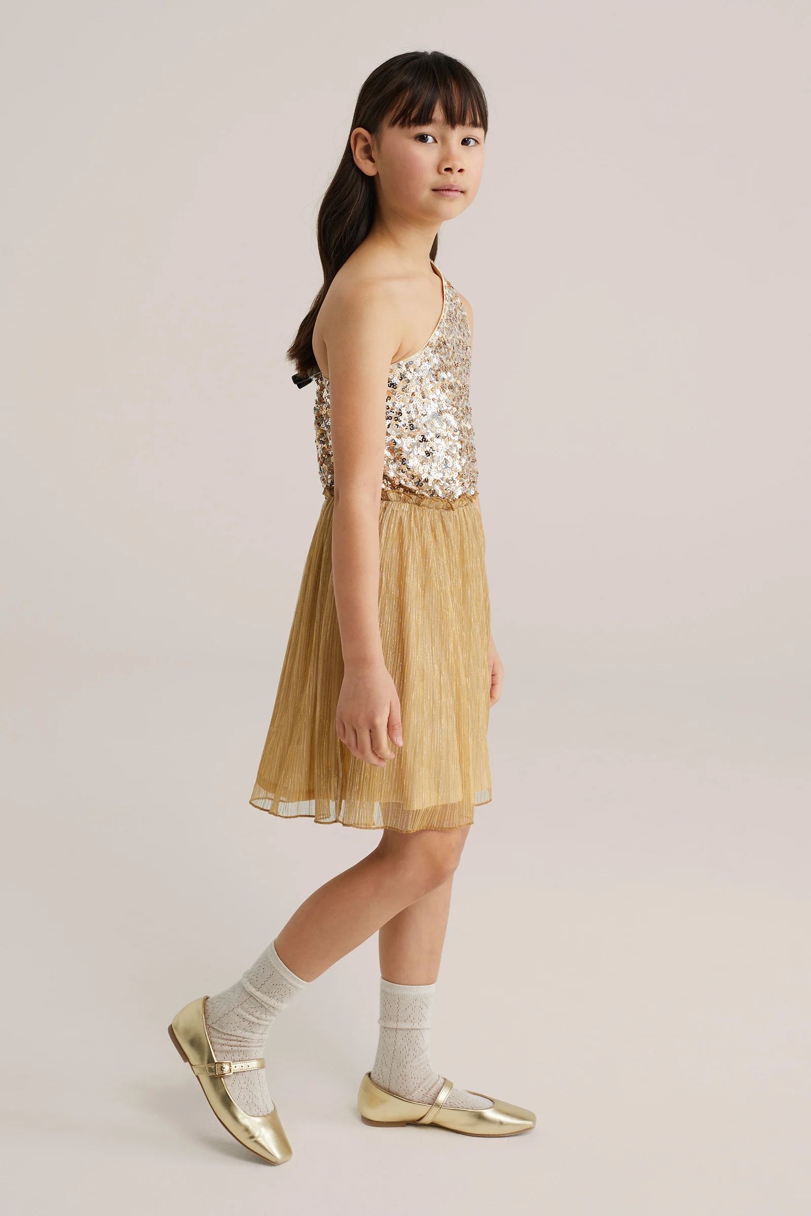 Meisjes off-shoulder jurk met pailletten