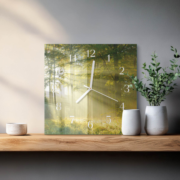 Zegar z grafiką 30x30 Las szklany ścienny