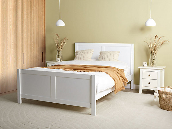 Lit avec sommier Bois CHAMPAGNAT 140 x 200 cm Blanc