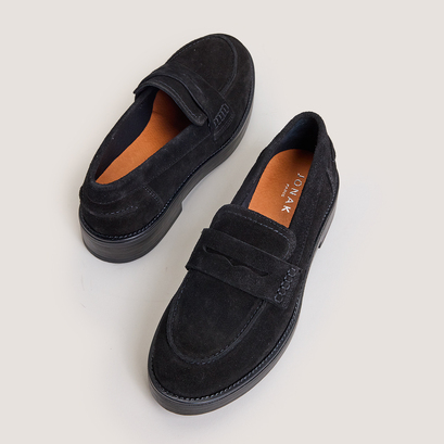 Mocassins à bouts rondsen croute noire | MIRNA