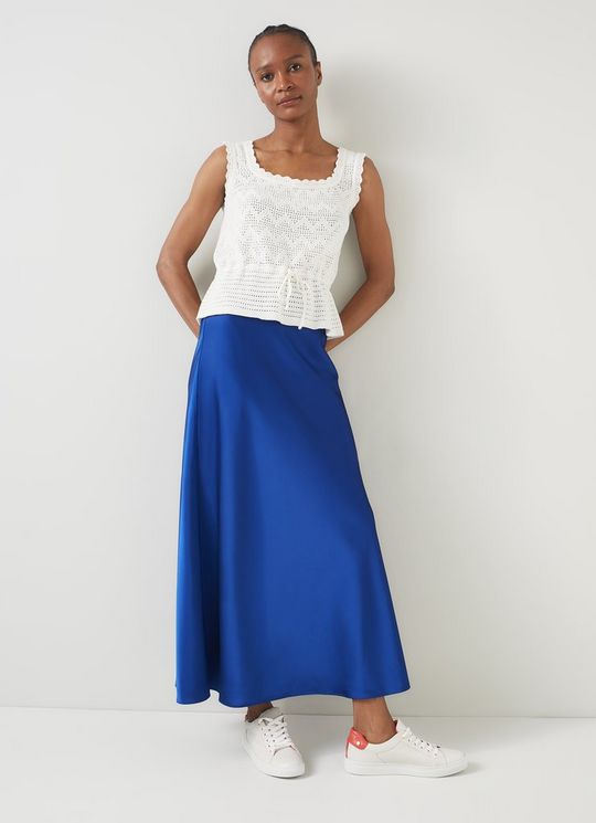 Lucan Mazarine Blue Bias Satin Maxi Skirt