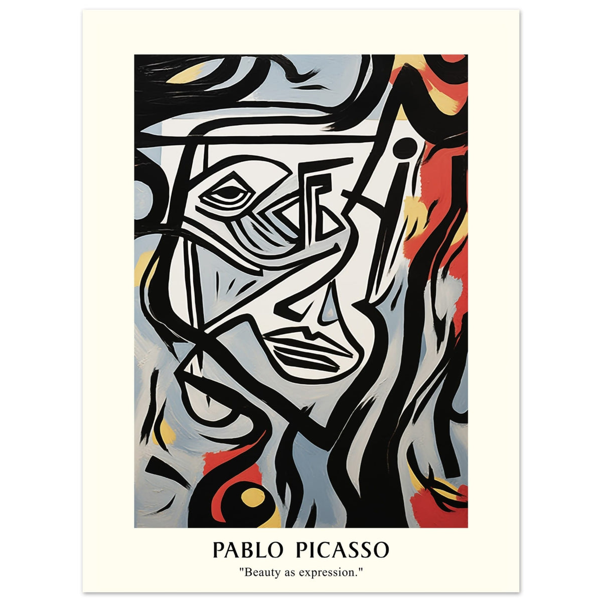 Artfulprints Poster Pablo Picasso - Beauty as expression  - 30x40 cm - Meerkleurig