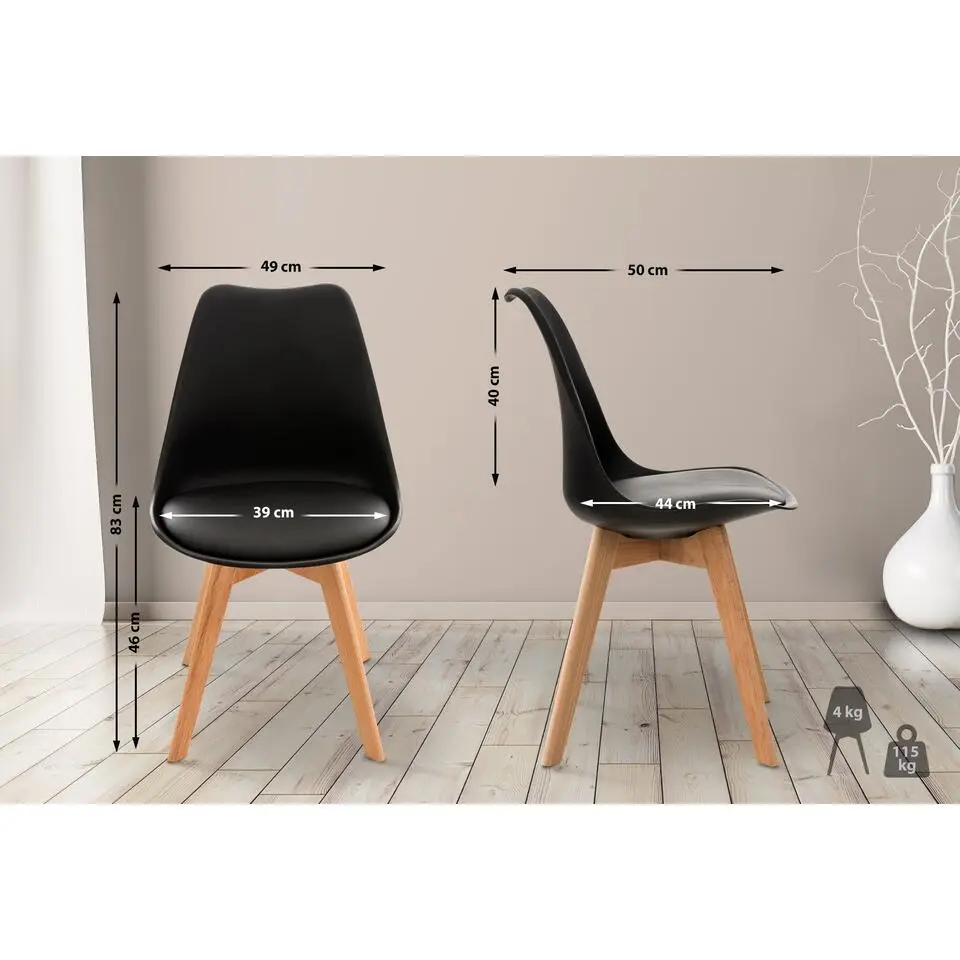 CLP Eetkamerstoel Linares natura Frame - Kunststof - zwart