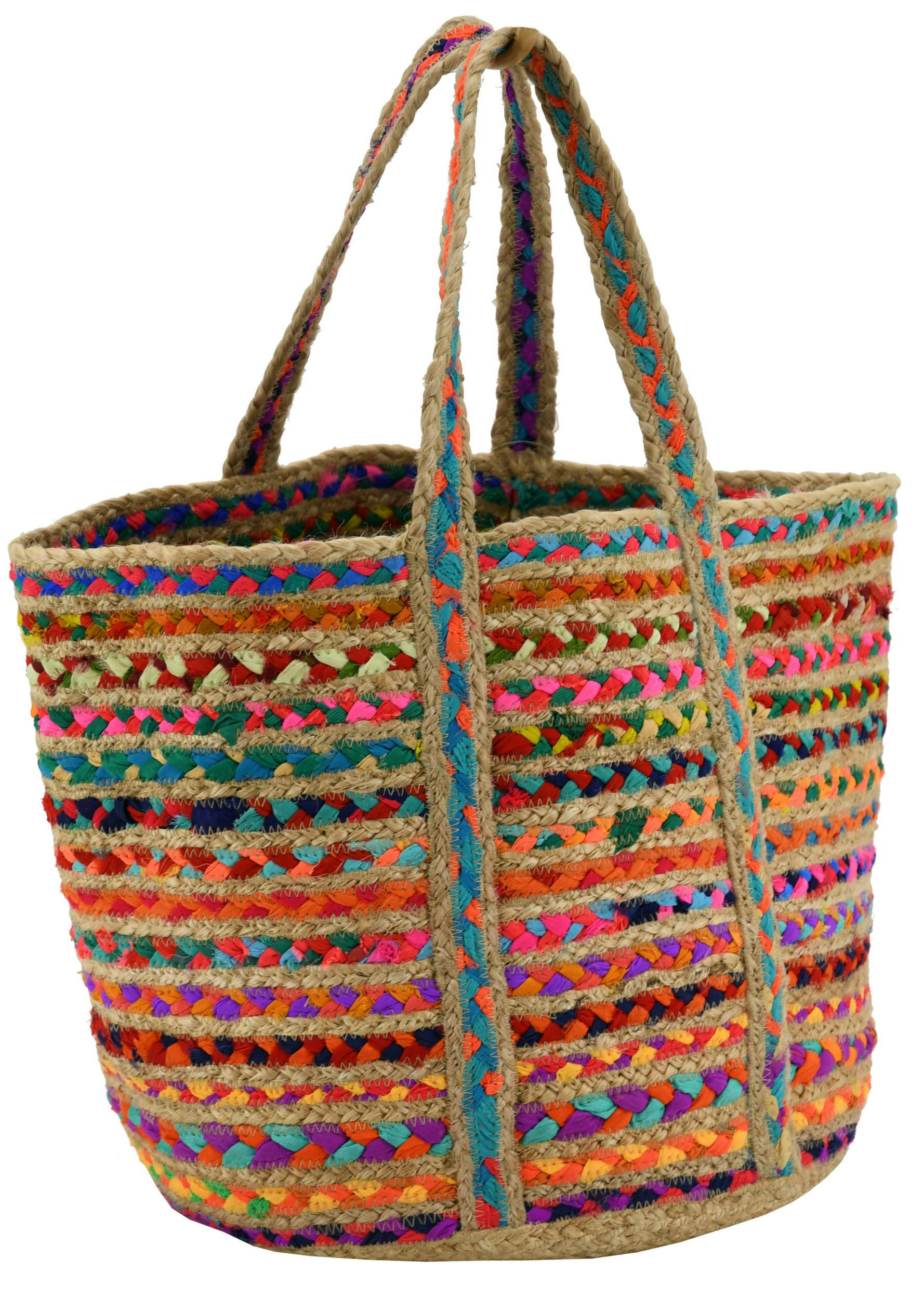 - Sac de plage en jute naturelle et coton