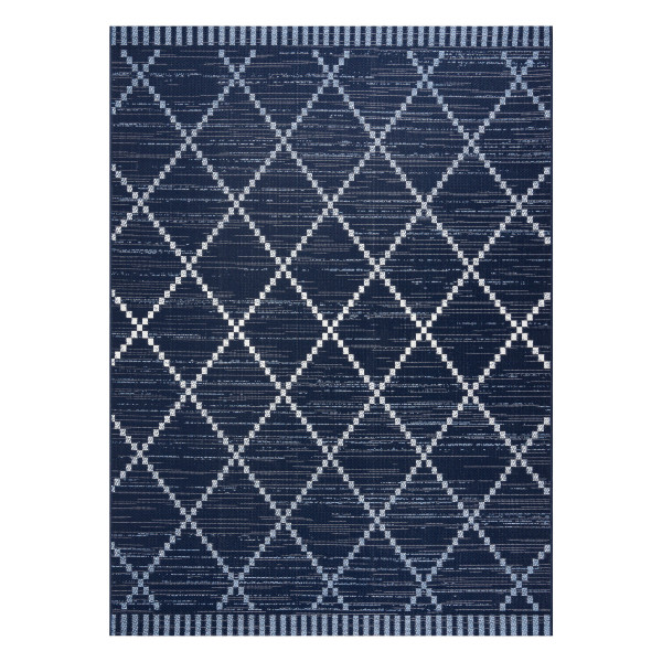 Dywan SZNURKOWY SIZAL COLOR 47268/309 Romby Kwadraty Niebieski 60x110 cm