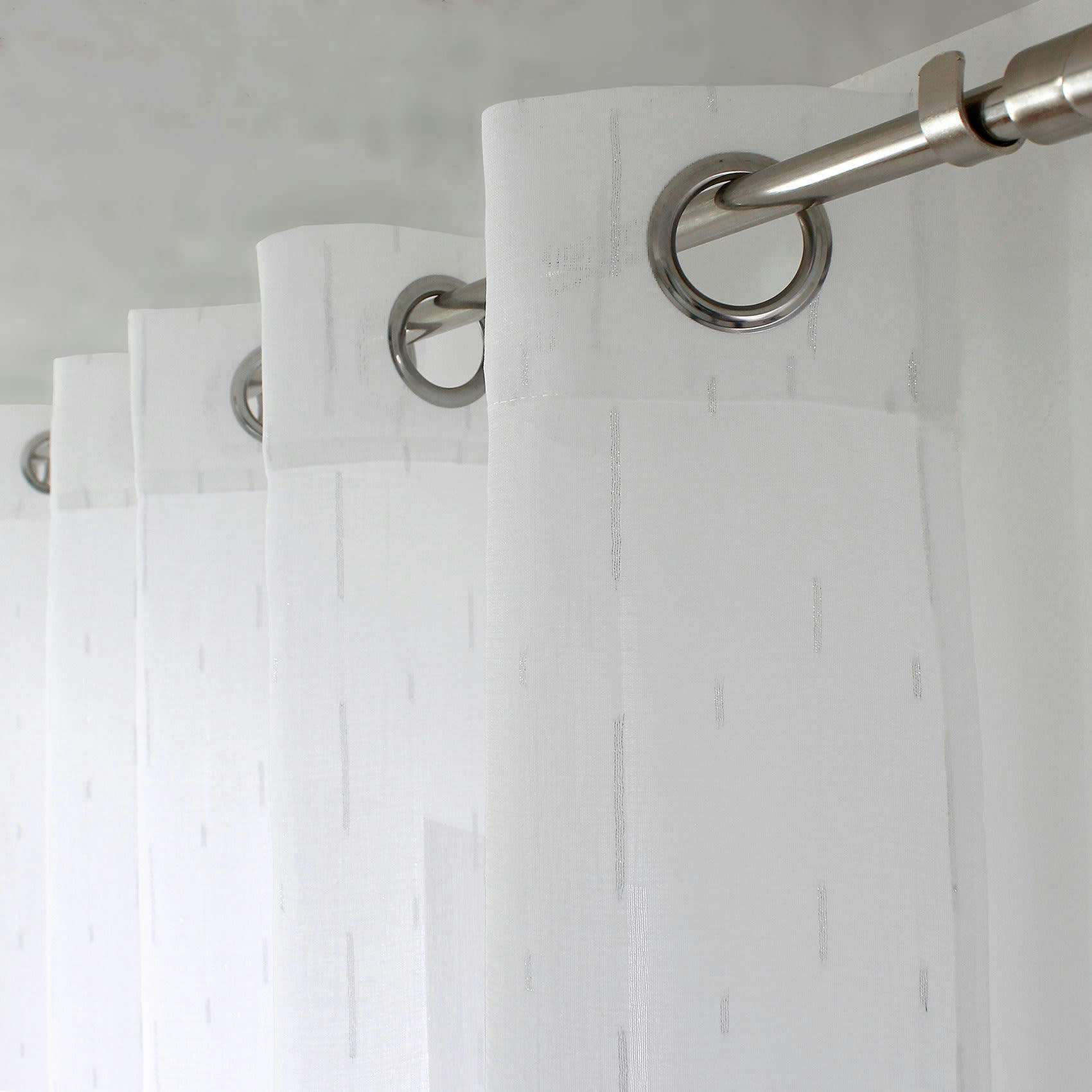 - Voilage aux fils tissés argentés polyester/etamine blanc 140x240 cm