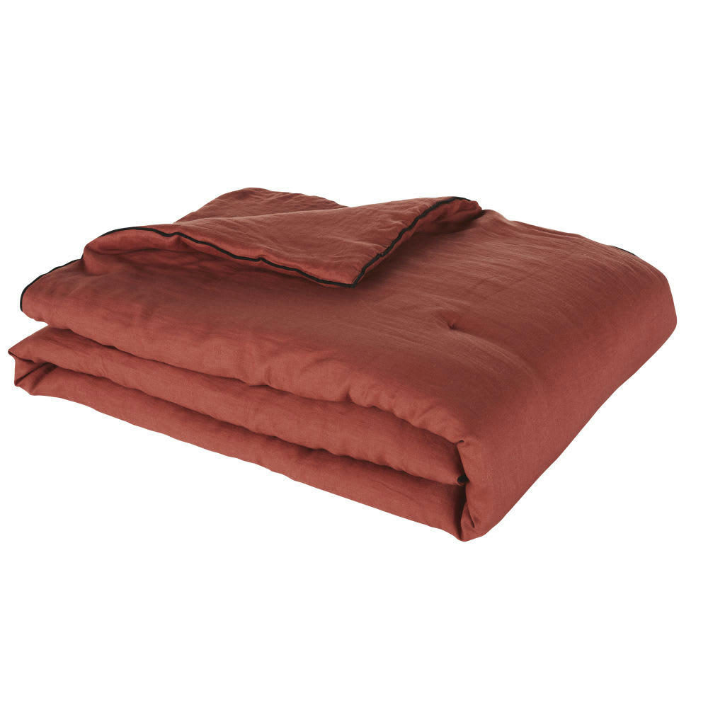 - Boutis en lin lavé terracotta 200x100