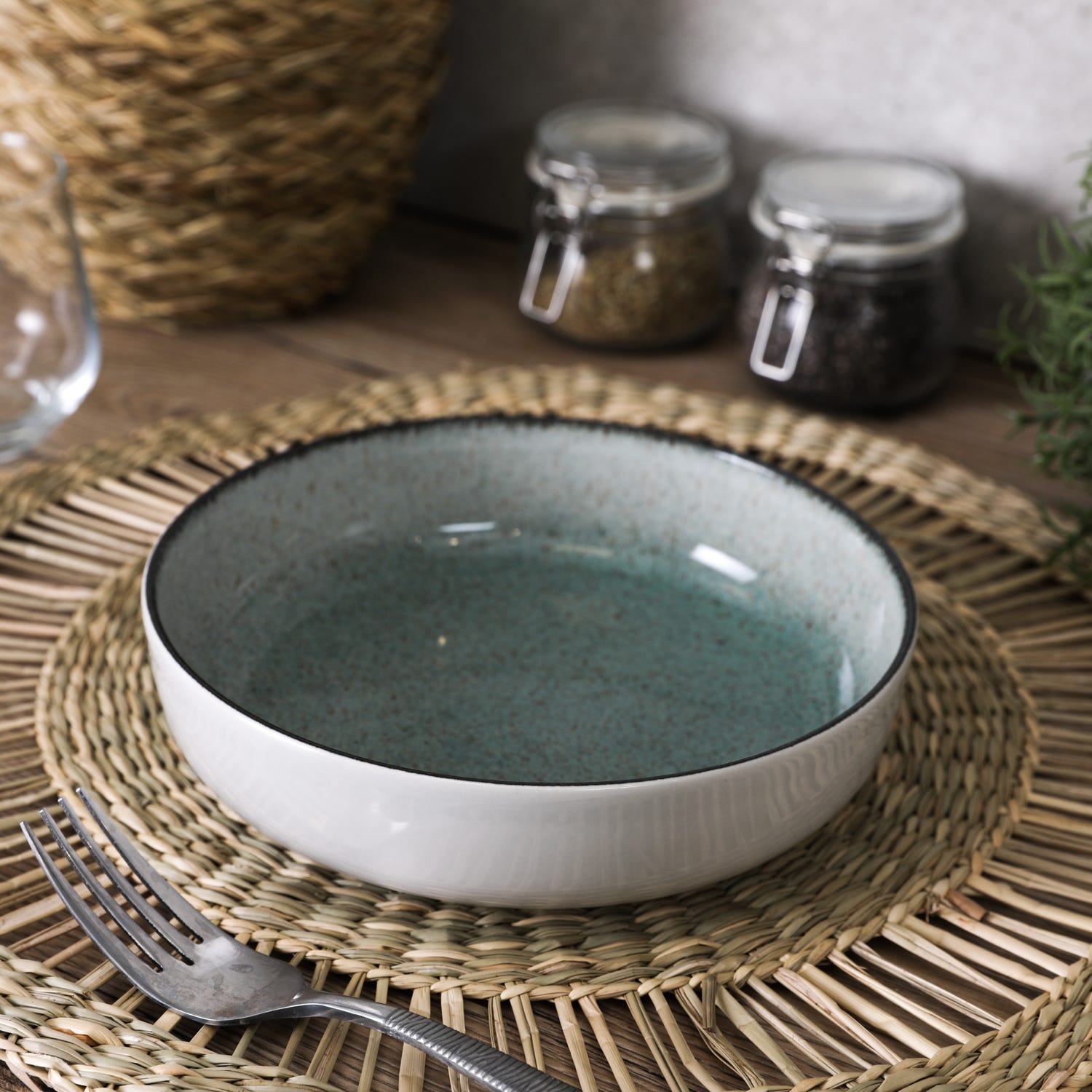 Piatto fondo in ceramica 18 cm verde Nordic Brillo