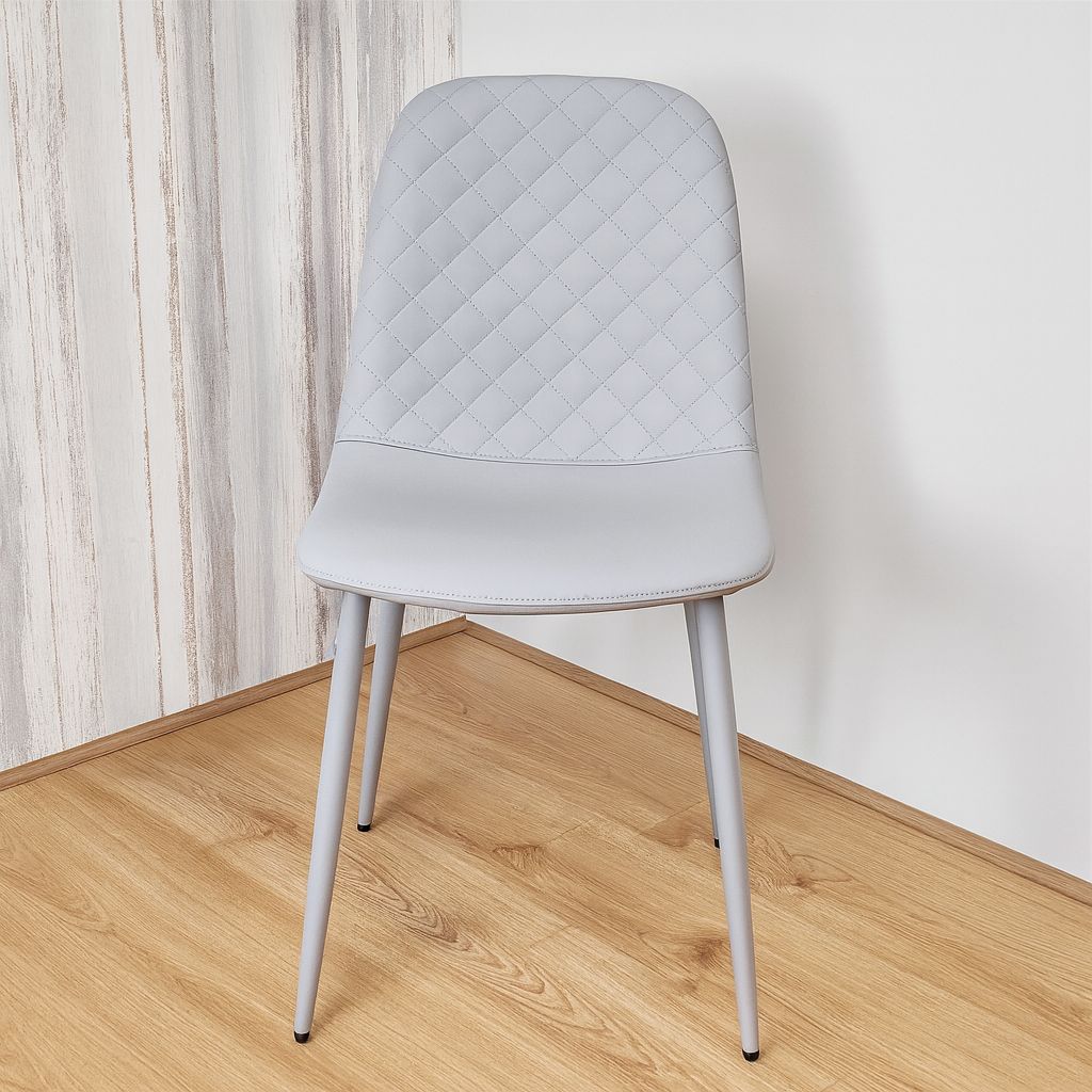 KOSY KOALA Modern Rectangle Glass Dining Table Set With 4 Grey Gem Pattern Chair