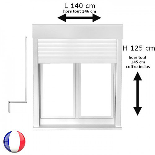 Fenêtre PVC 2 vantaux oscillo-battant avec volet roulant manivelle H 125 x L 140 cm pour pose en neuf