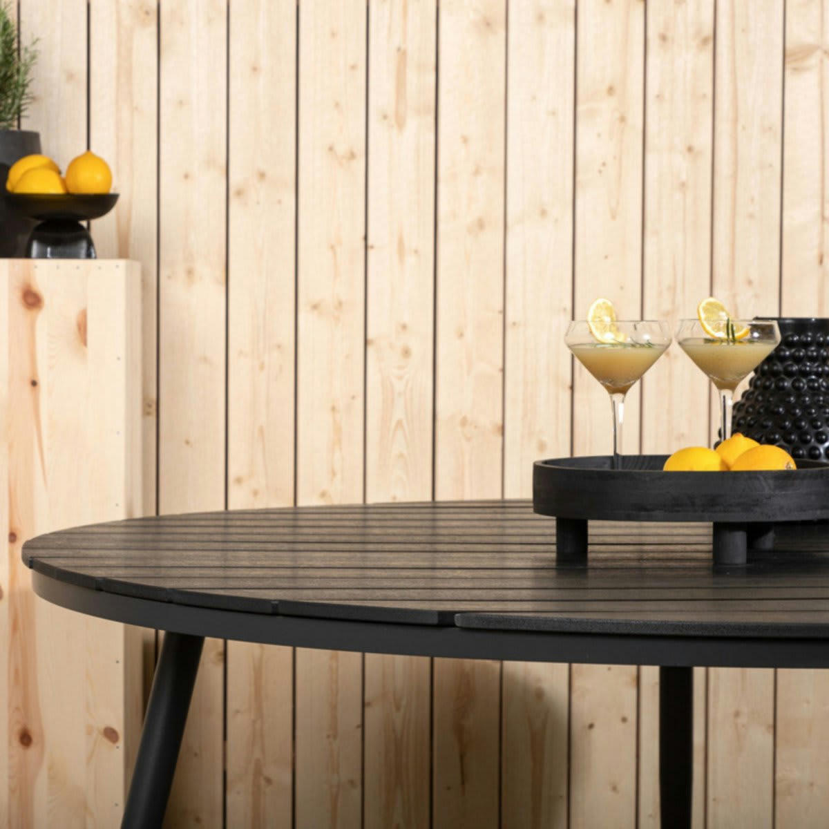 MARTINA - Table de jardin ronde 150cm en bois noir