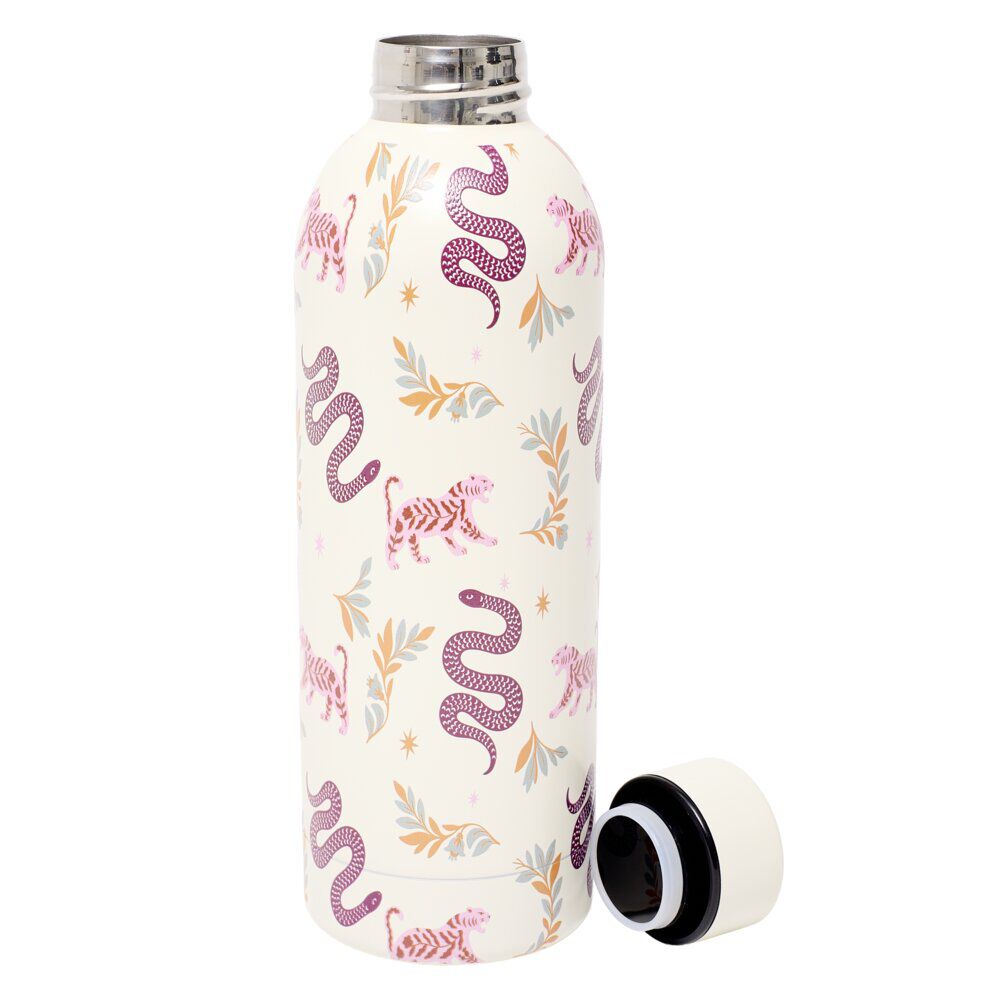 Bouteille isotherme inox 500ml décor tropical ou floral Ø7xH22,5cm (2 modèles)