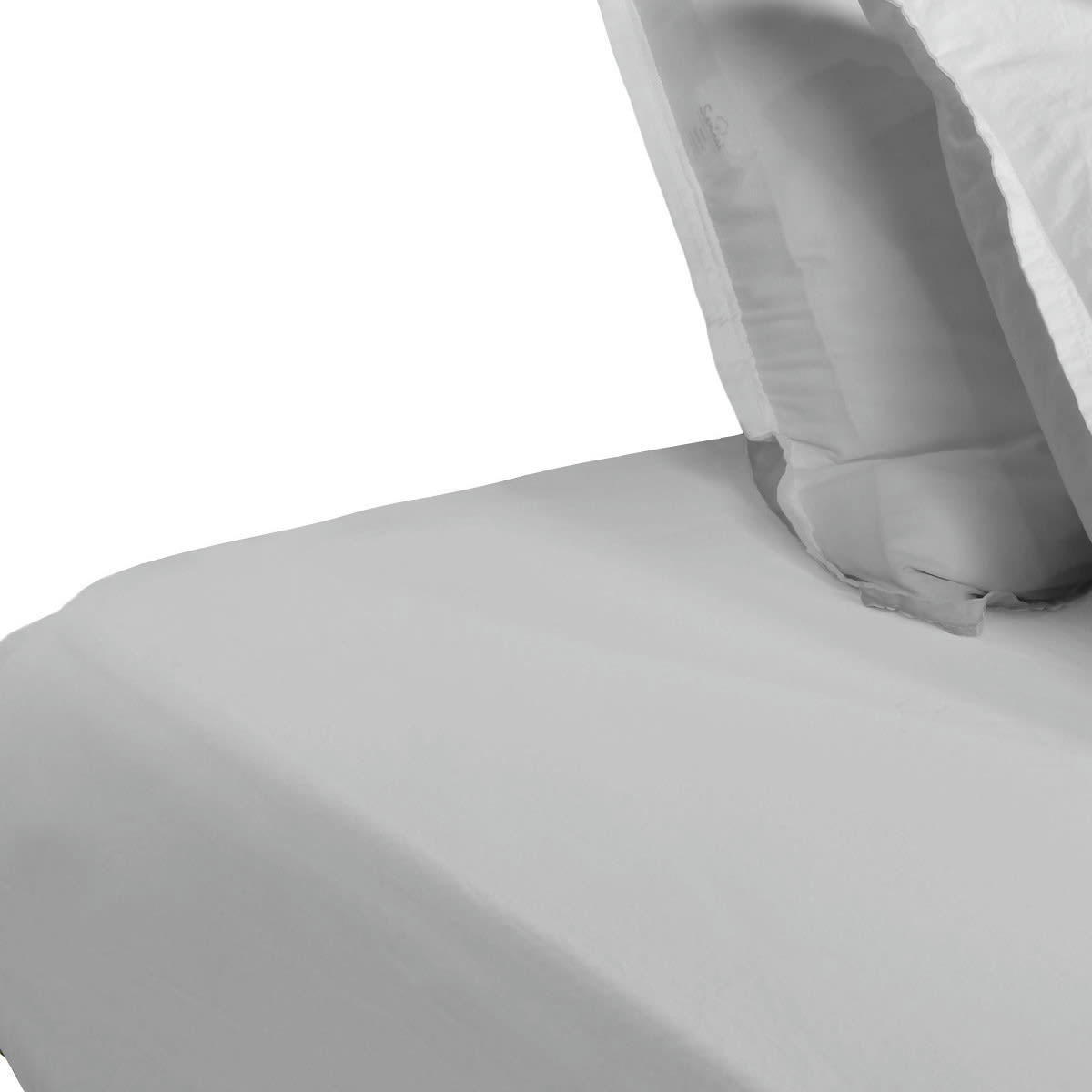 HOME WASHED - Drap housse en percale lavée bonnet 30 cm  blanc 160x200 cm