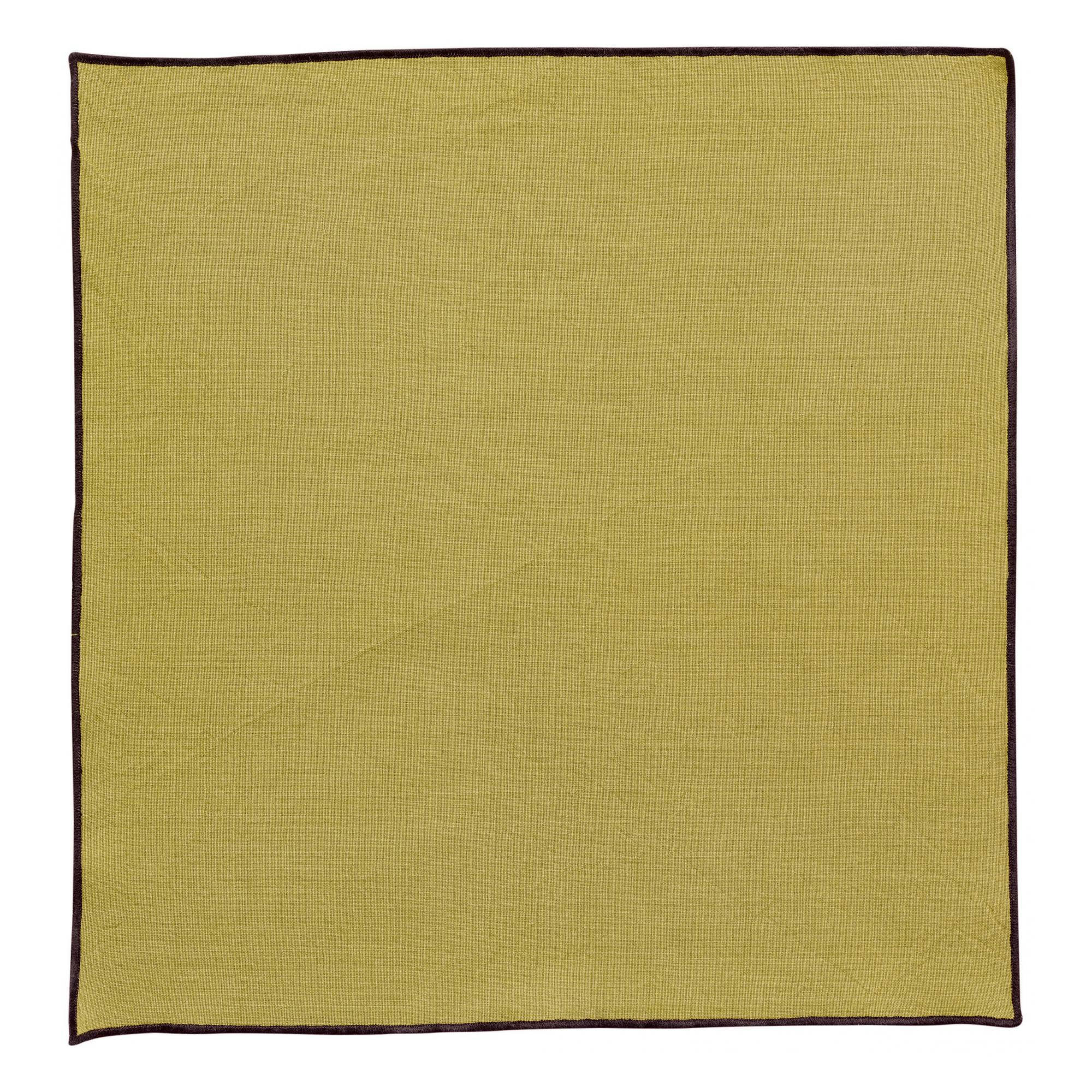 GRACE - Serviette de table recyclée  en coton kaki 40 x 40