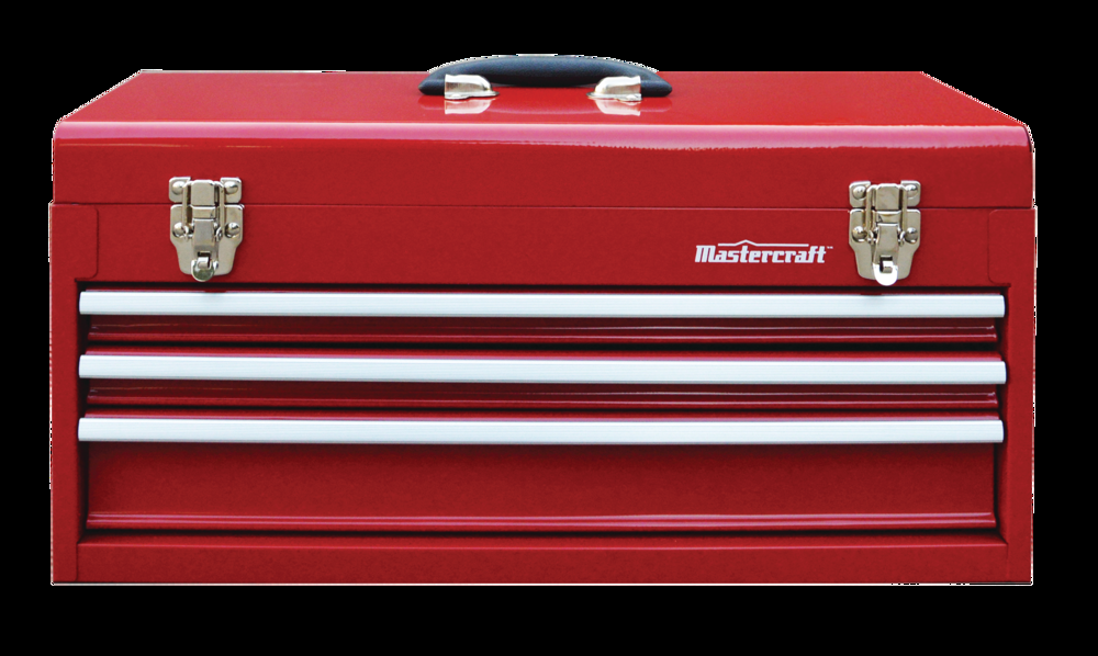 Mastercraft Portable Metal Tool Box w/ 3-Drawer Chest, Red, 21-in