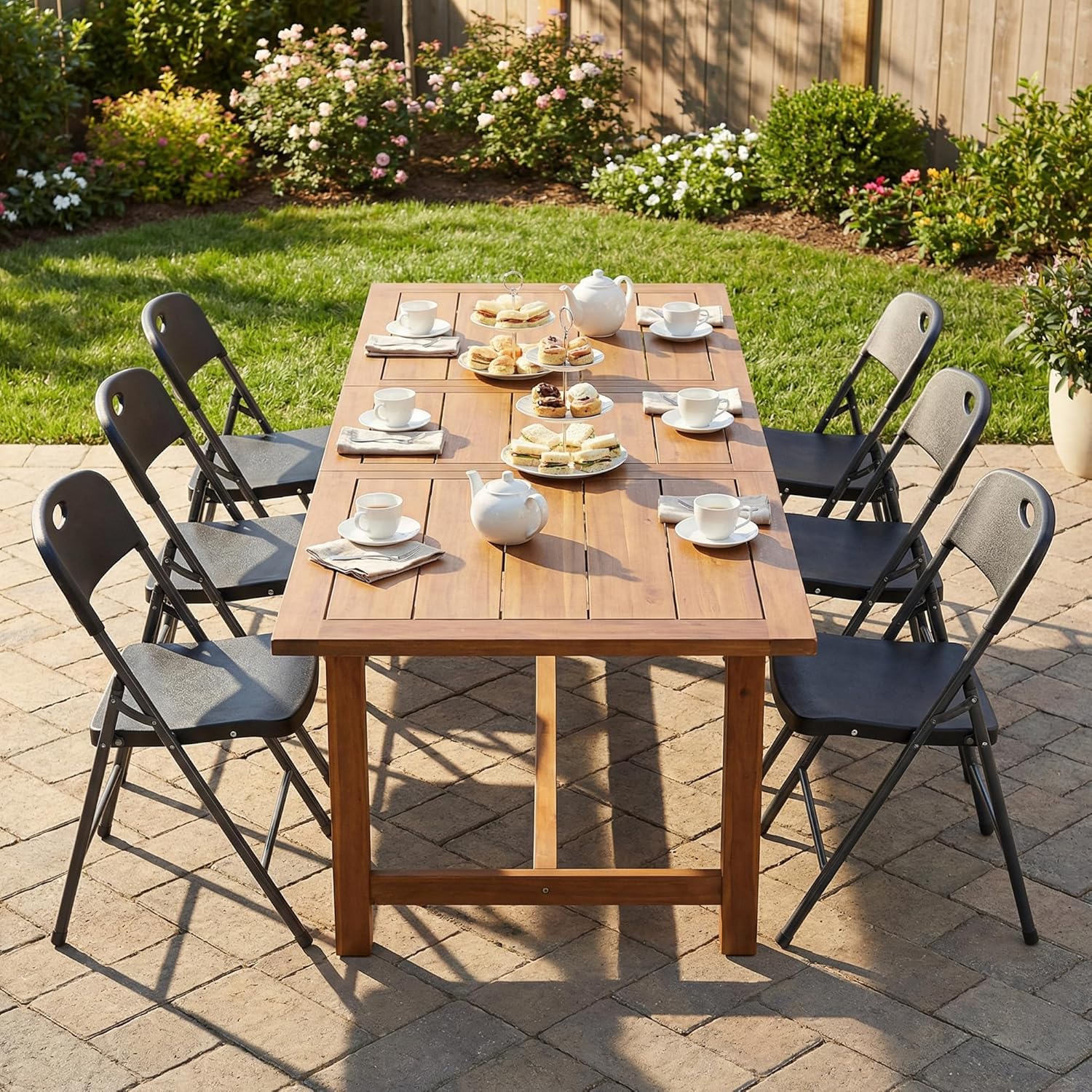 DUMOS 10 Pack Folding Chairs Heavy Duty - Plastic Stackable Portable Dining Chairs Set, Wedding, Party, Patio, Garden, for Indoor Outdoor, for Home and Office, Conference, Black