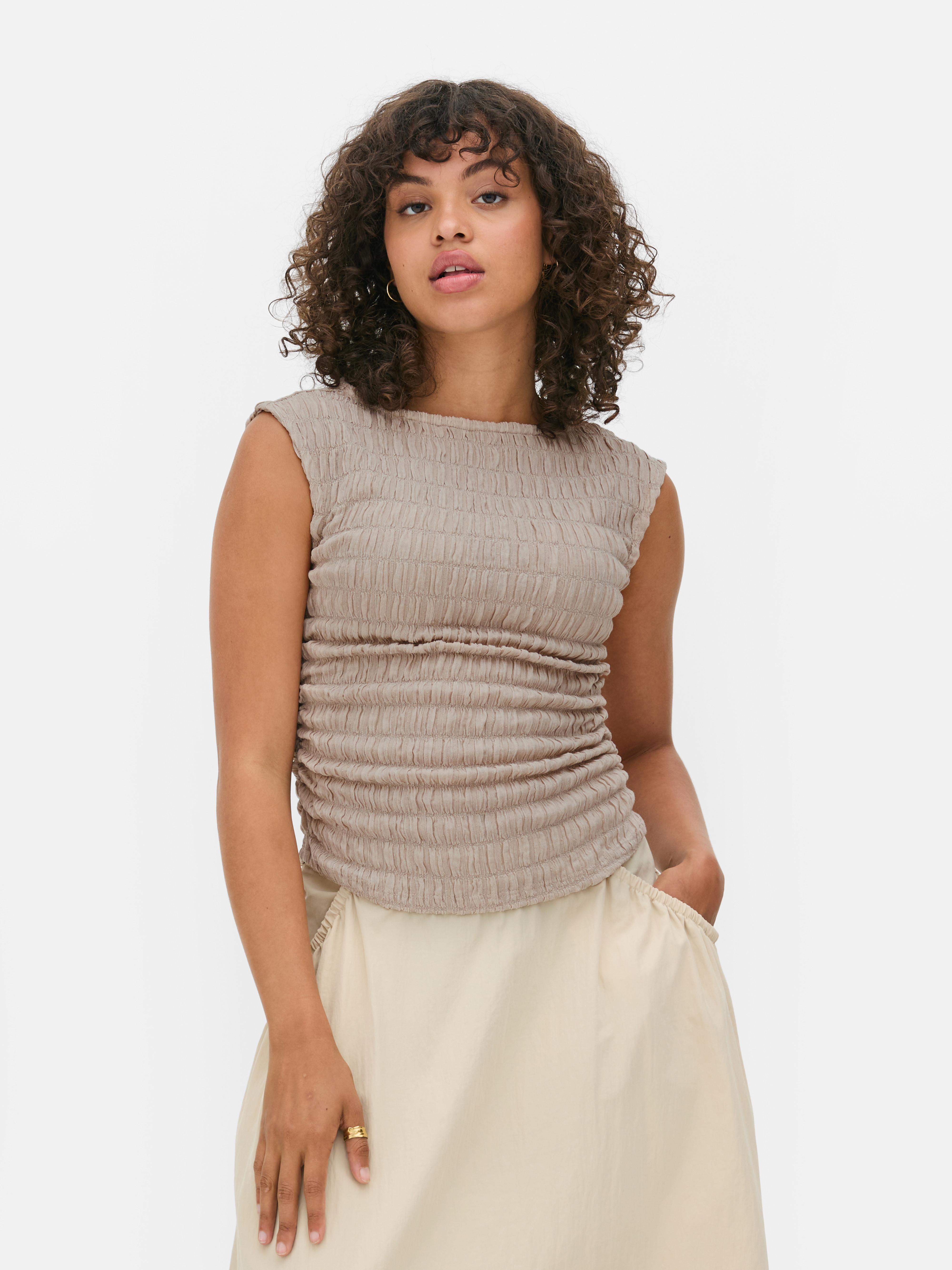 Ruched Side Crinkle Tank Top
