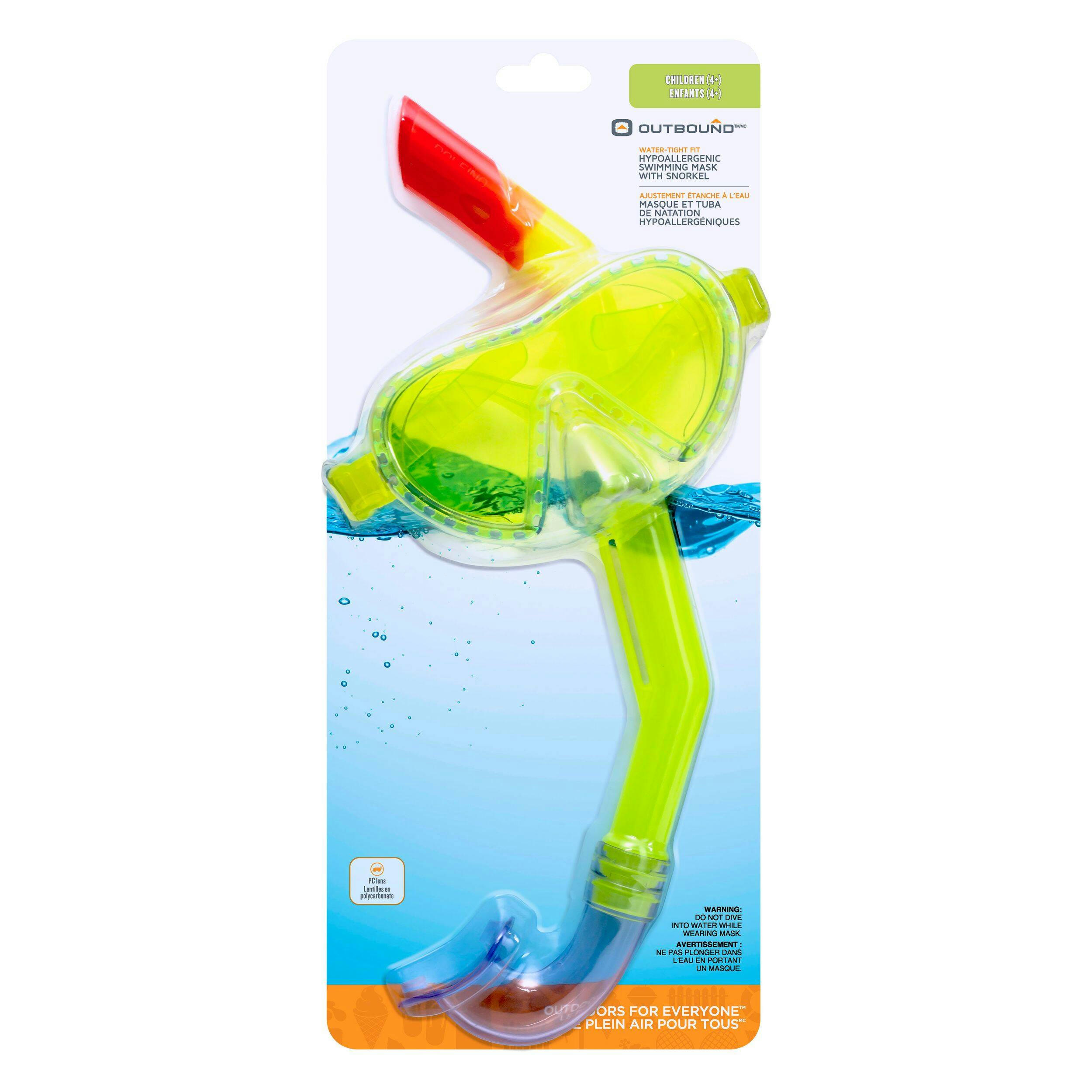 Outbound Kids' Swimming Mask & Snorkel Combo, Yellow