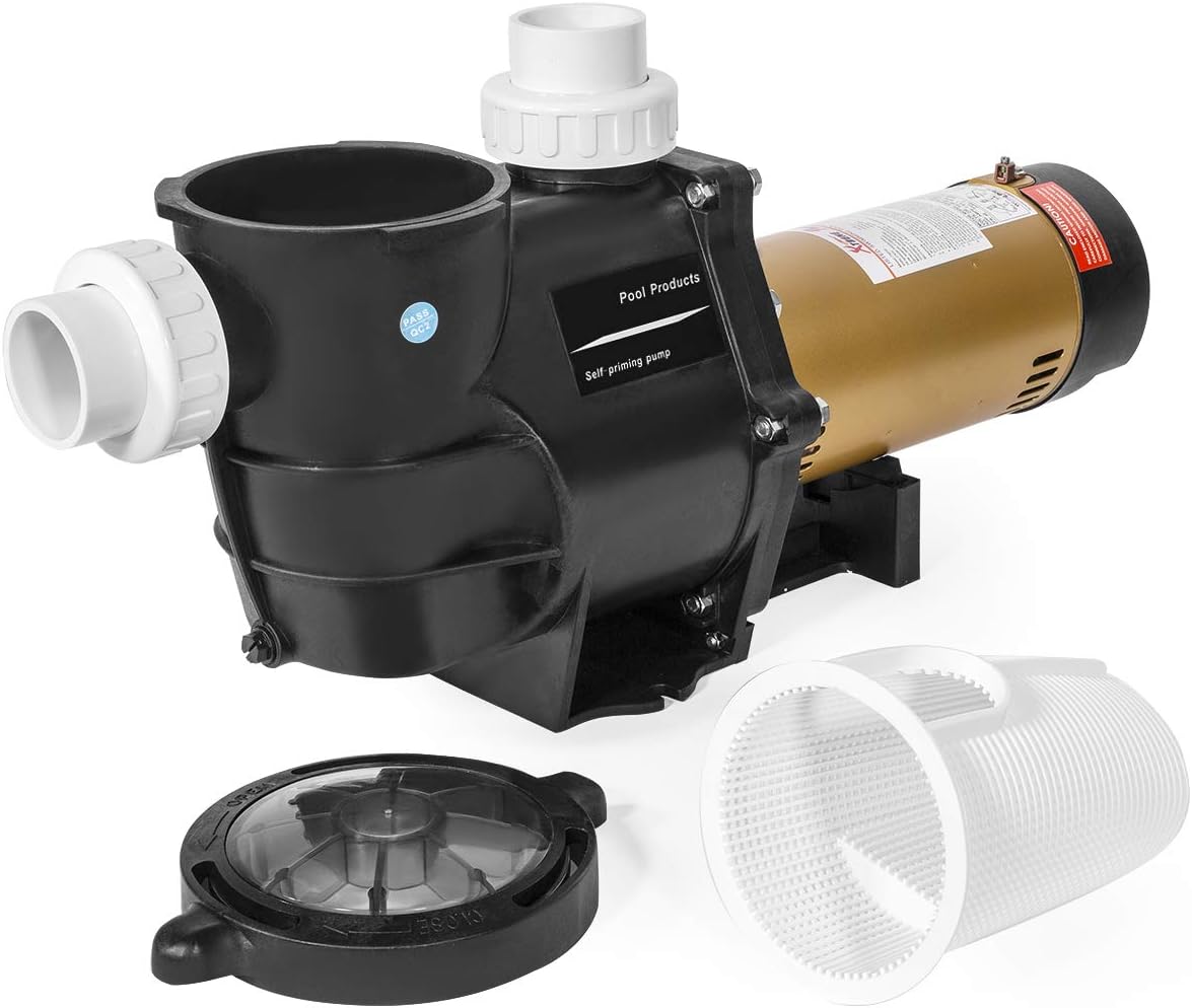 XtremepowerUS 2HP In-Ground Swimming Pool Pump Dual Speed High Flow 2 Inlet 230V High Flo 2-Speed w/ Slip-On Fitting Adapter  5 820 GPH with Filter Basket