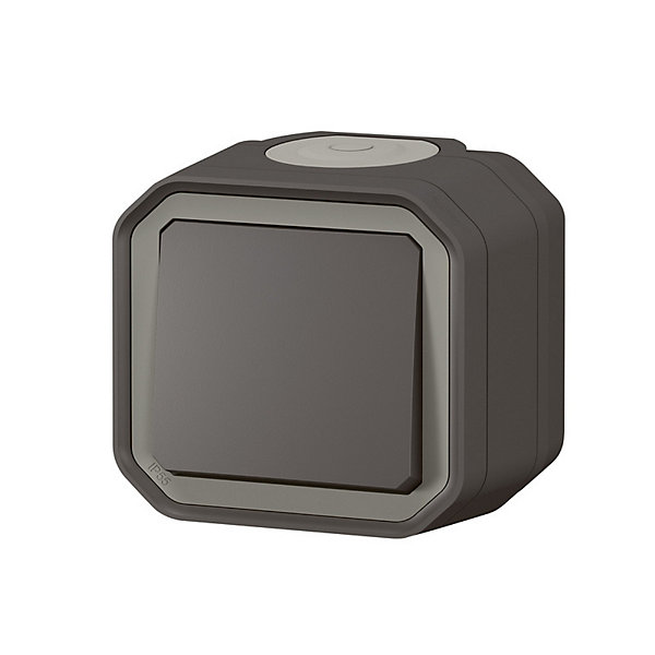 Interrupteur va-et-vient complet saillie Legrand Plexo anthracite