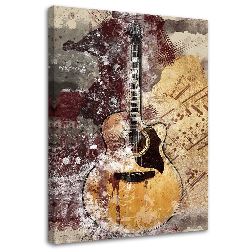 Feeby Obraz na płótnie Pastelowa gitara retro 40x60