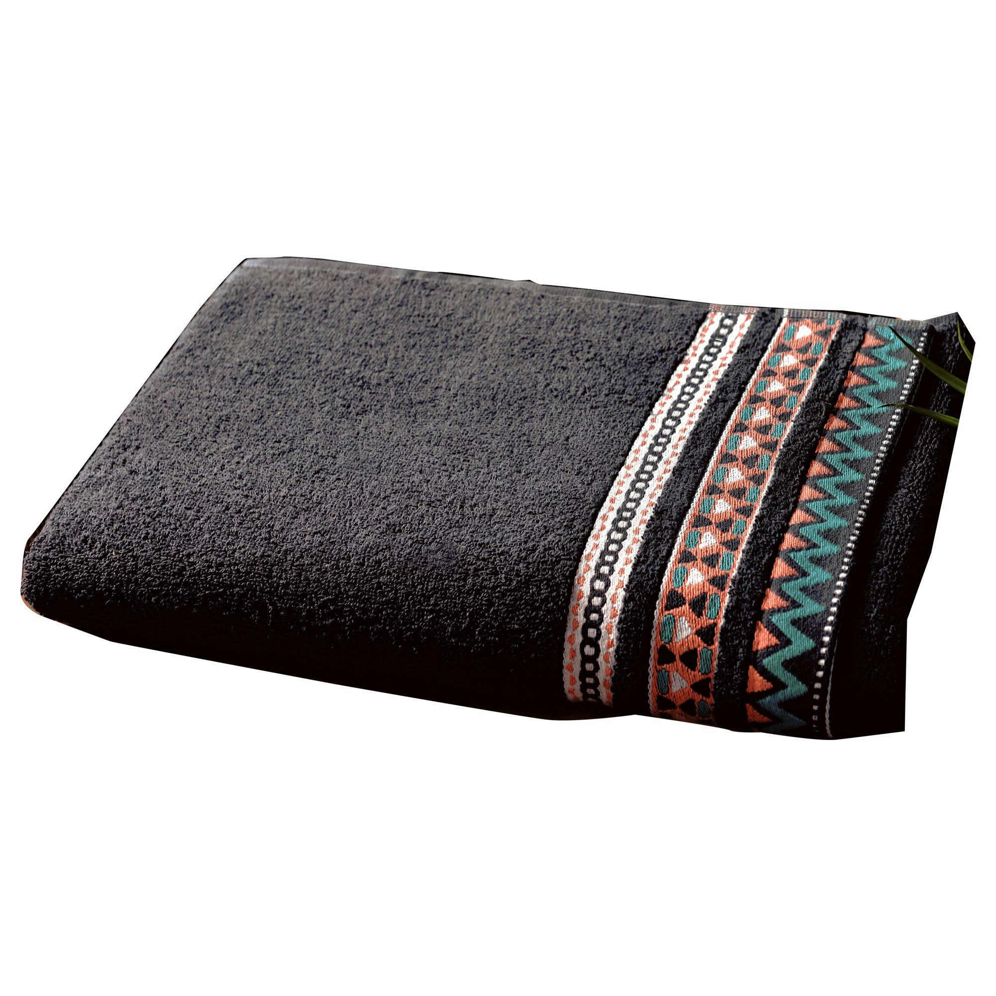 MEXIQUE - Serviette de toilette 50x100 gris anthracite en coton