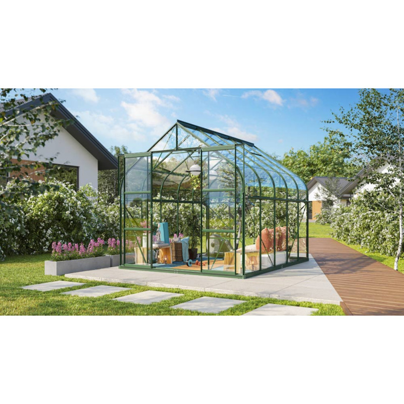 Serre en verre Dione verte 8,3 m² VITAVIA