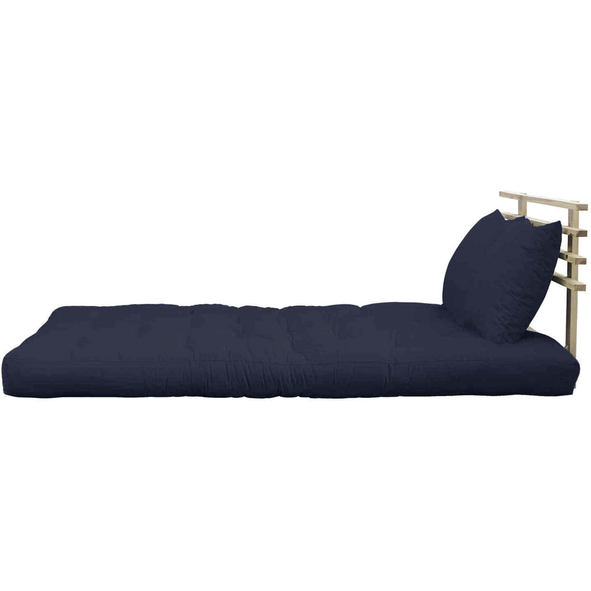 - Tête de lit en pin massif avec futon bleu marine 140x200